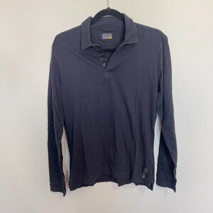 Men's Fendi Long Sleve Polo With Logo Size 48 Color Navy Blue